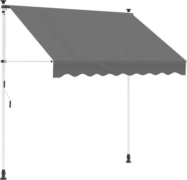 vidaXL Manuell Einziehbare Markise aus Polyester in Hellgrau, Breite: 350 cm - Bild 1