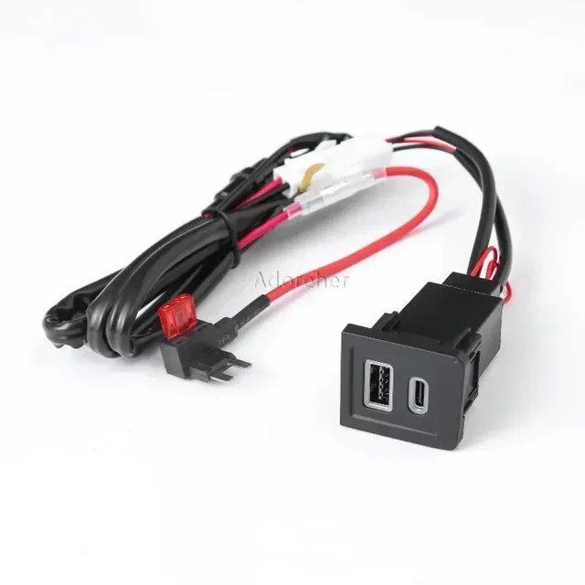 Auto-USB-Ladegerät mit PD Quick Charge und QC3.0 für Volkswagen Multivan T5 (2003-2007), USB-C, Schwarz - Bild 1