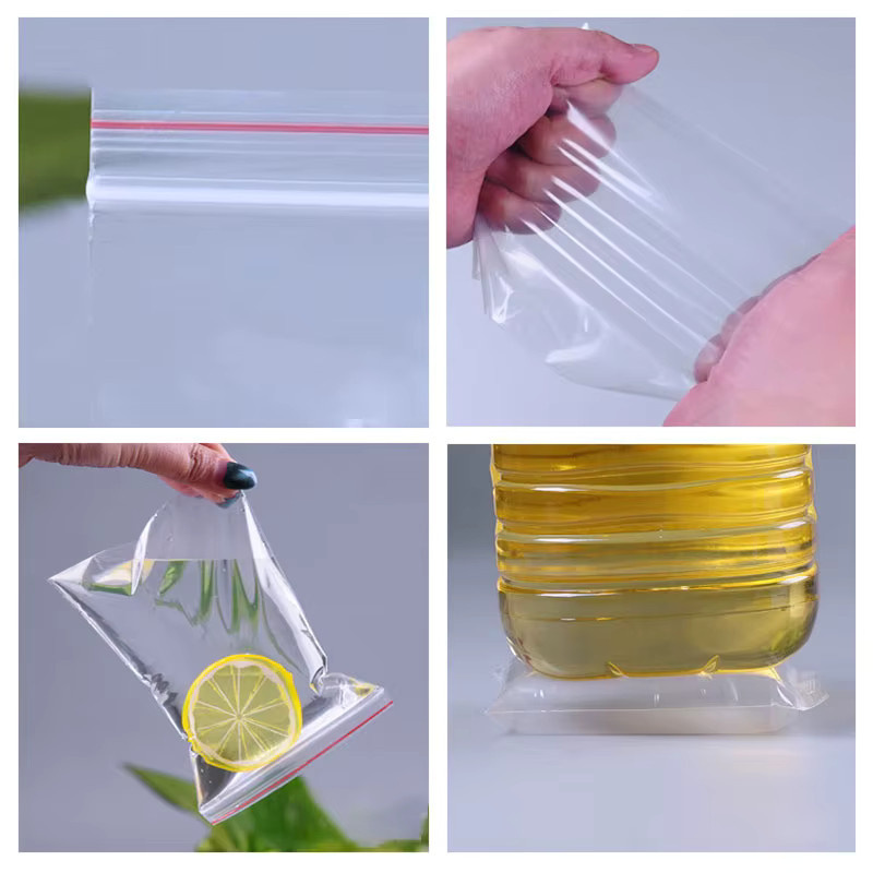 Transparente Druckverschlussbeutel aus Kunststoff, wiederverschließbare und wasserdichte Aufbewahrungsbeutel für Lebensmittel - Bild 6