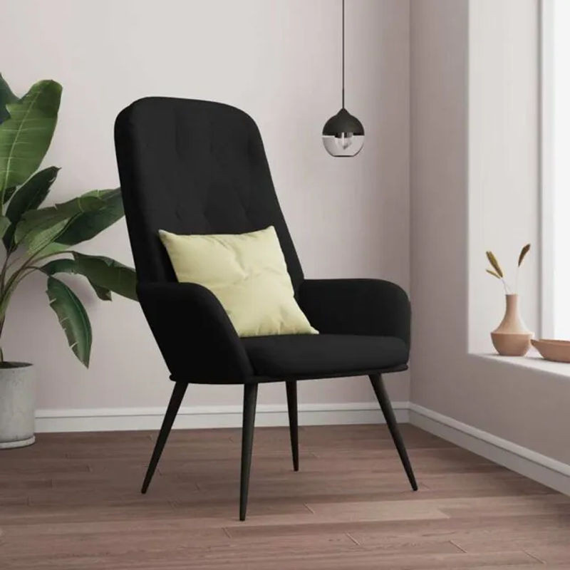 Modern Relaxsessel aus Samt und Metall in Schwarz von Vidaxl - Bild 1