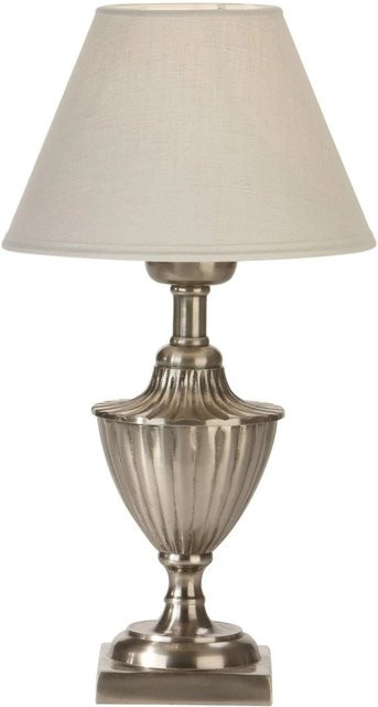 PR Home Pollino Tischleuchte in Silber mit Leinenstoff, B/T/H: 33 x 16 x 33 cm - Bild 1