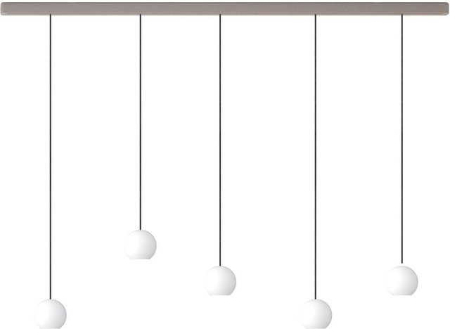 KOMOT KOS Quinto S LED-Pendelleuchte mit Schiene, Nickel matt und Schwarz, mundgeblasenes Opalglas, Tunable White 2200K - 4200K, Länge: 200 cm - Bild 1