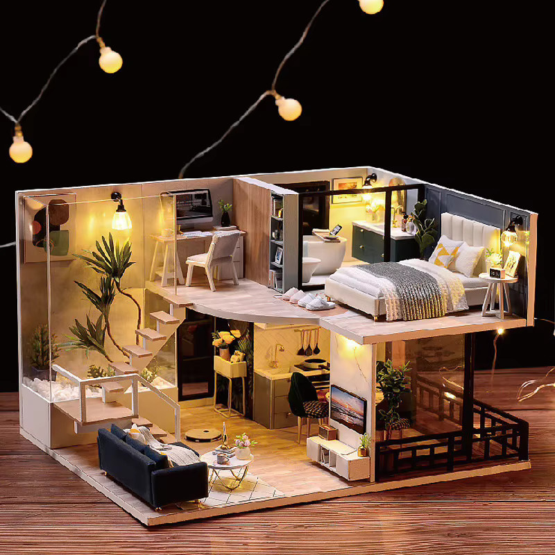 zuuton 3D-Holz-Mini-Puppenhaus, Puppenhaus-Bausatz, 3D-Puzzle, Holz - Bild 3