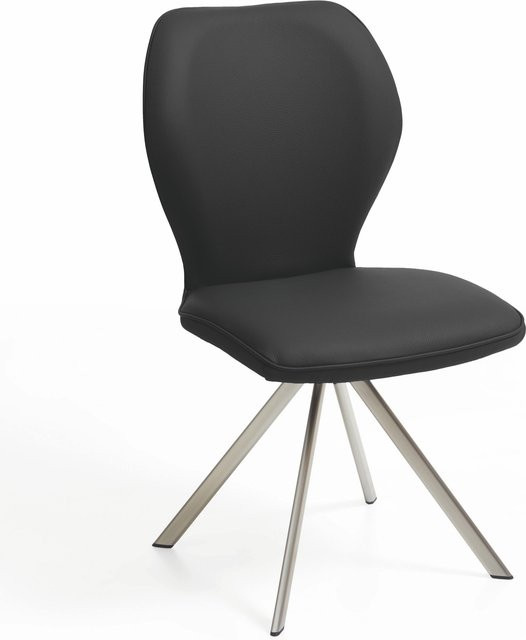 Polsterstuhl COLORADO Freischwinger von NIEHOFF in Schwarz mit Lederbezug, B/T/H: 49,0 x 47,5 x 92,0 cm - Bild 1