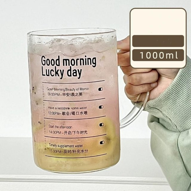 Yuxuan21 Strohglasbecher Transparent mit 1000 ml Fassungsvermögen - Bild 1