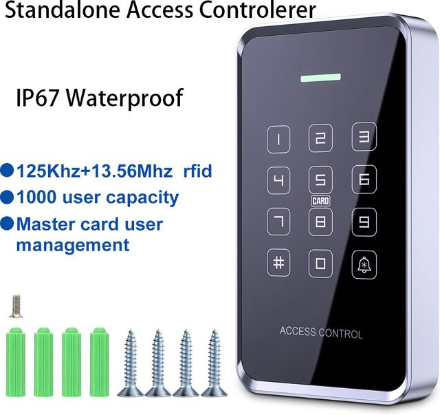 LUCKING DOOR RFID NFC Zugangskontroll-Tastatur mit Dual-Frequenz 125kHz und 13,56MHz, Wasserdichtes Touch-Schloss für 1000 Benutzer mit Hintergrundbeleuchtung und ID+IC-Karten-PIN-Entsperrung - Bild 1