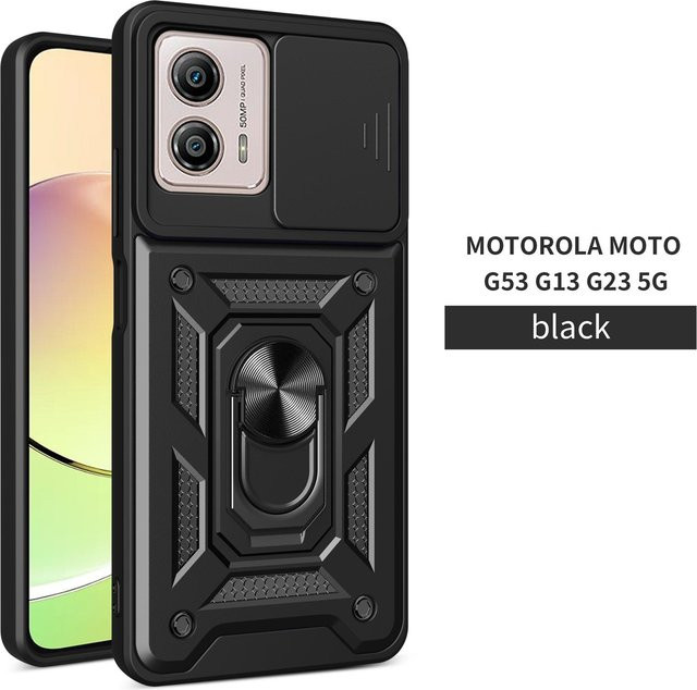 Motorola Moto G13 G23 G53 5G Magnetische Schutzhülle mit Ring in Schwarz oder Blau - Bild 1