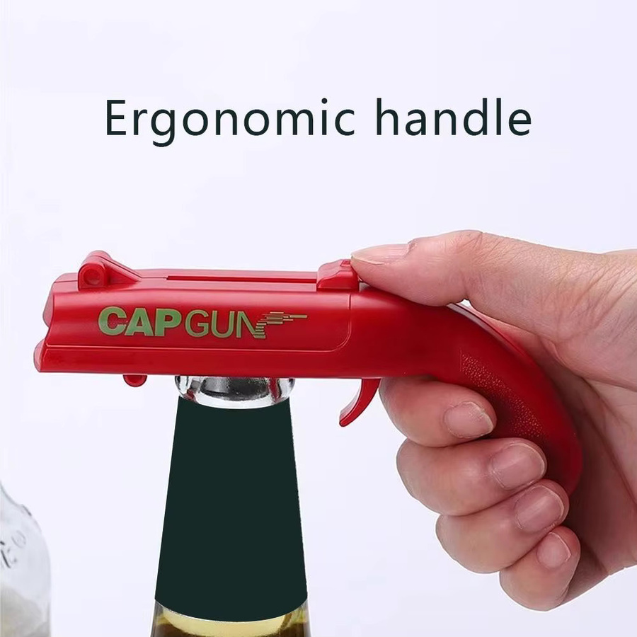 KITPIPI Bieröffner Launcher Flaschenöffner in Form einer Pistole, Rot/Grau - Bild 3