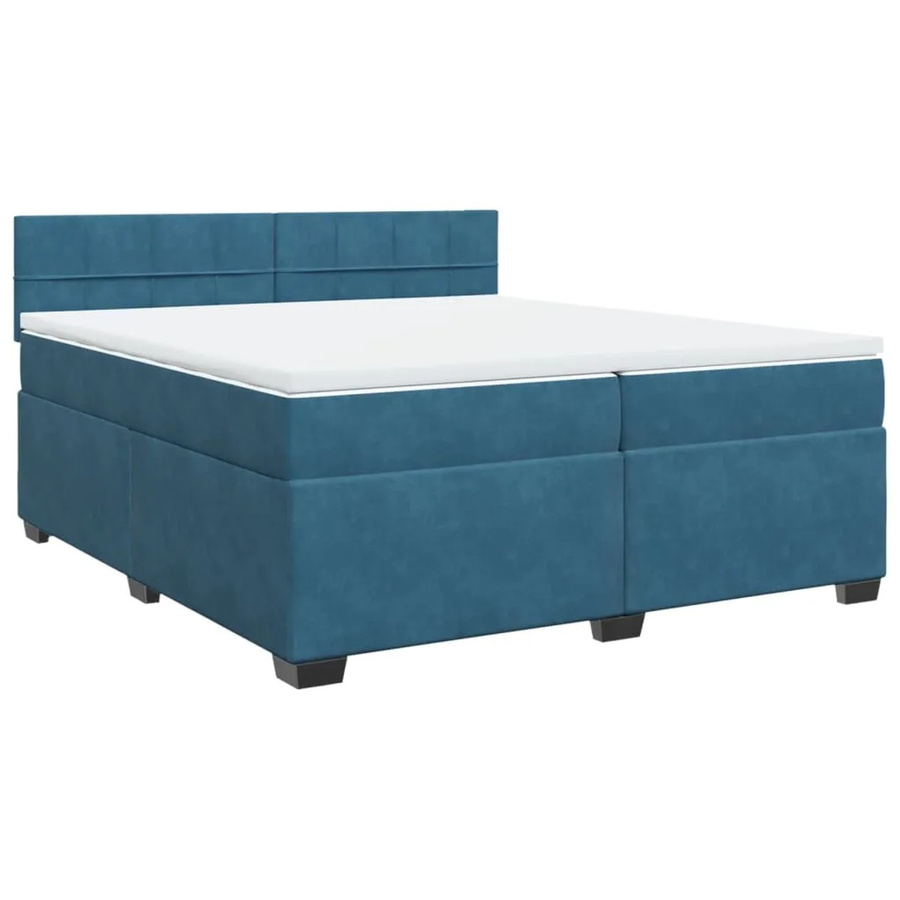 vidaXL Boxspringbett mit Matratze in Blau aus Samt, Hybrid-Design mit Taschenfederkern, B/T: 200 x 200 cm - Bild 2