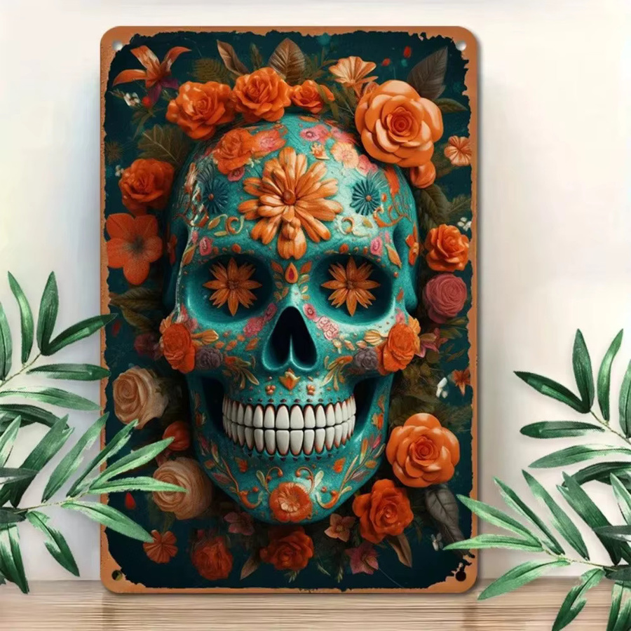 VintageRetroArt Metall-Wandkunstschild mit floralem Design in Multicolour, B/H: 45 x 30 cm - Bild 3