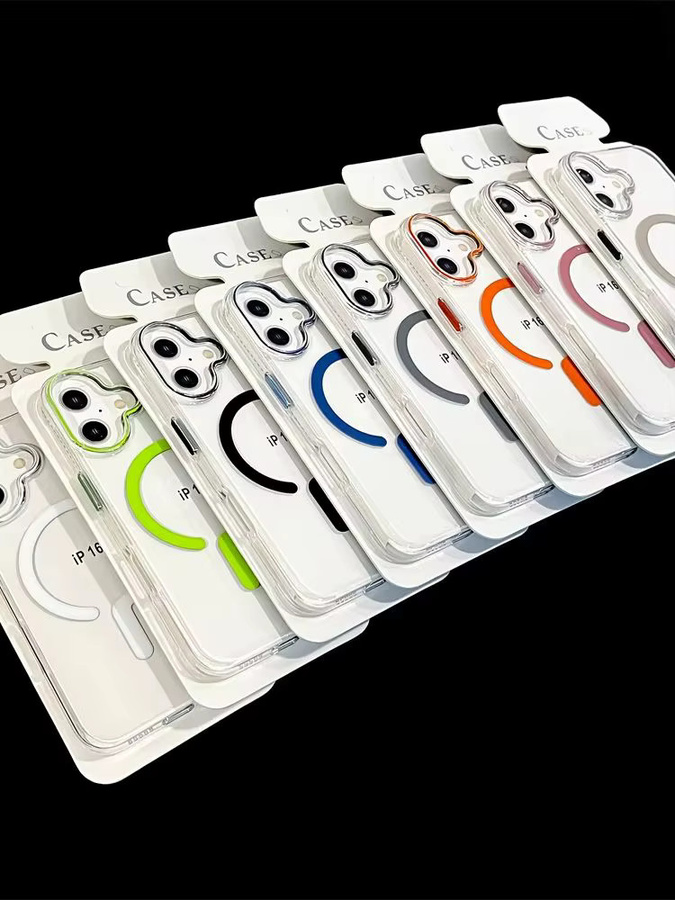 Loobival MagSafe Schutzhülle aus transparentem Hartschalen-PC für iPhone 16 15 14 13 12 Pro Max Air Plus, magnetische kabellose Ladefunktion, Farbe: Transparent/Grau - Bild 2
