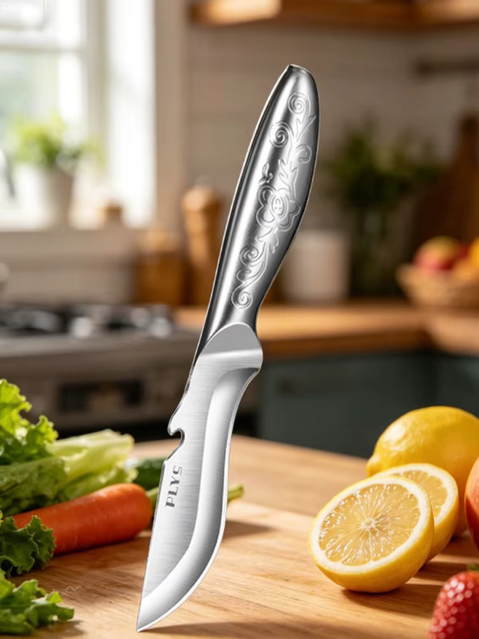 WXCOO 2-in-1 Multifunktionsmesser aus Edelstahl mit Flaschenöffner in Silber für Obst und Gemüse - Bild 7