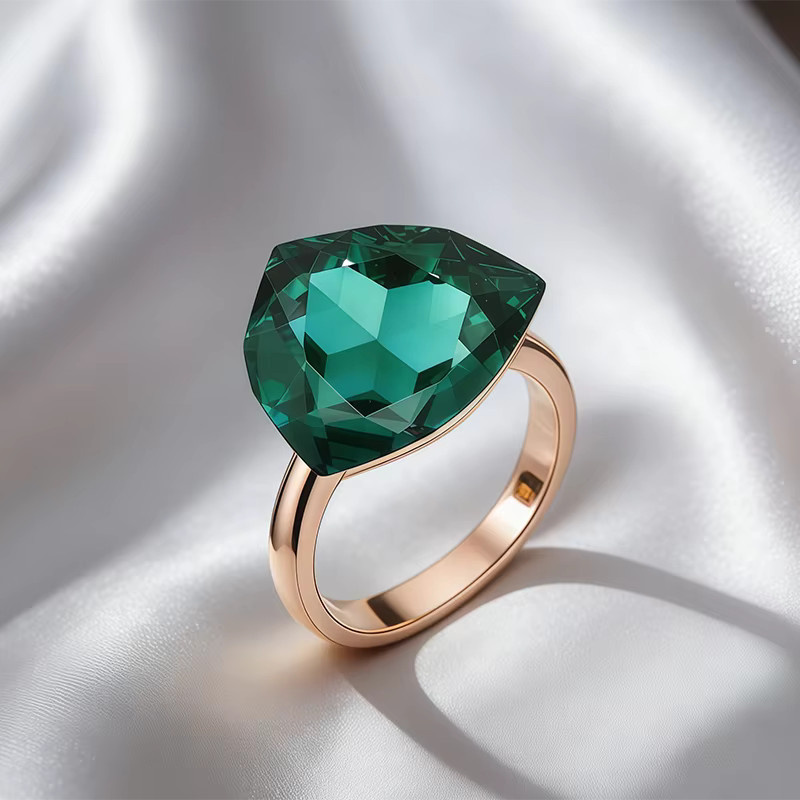 Wbmqda Ring 585 Roségold, grüner Stein, Zirkonia, Damen - Bild 3