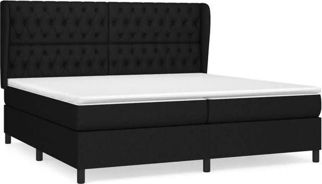 vidaXL Boxspringbett Hybrid mit Matratze und Kopfteil, Schwarz, B/T: 200 x 200 cm - Bild 1