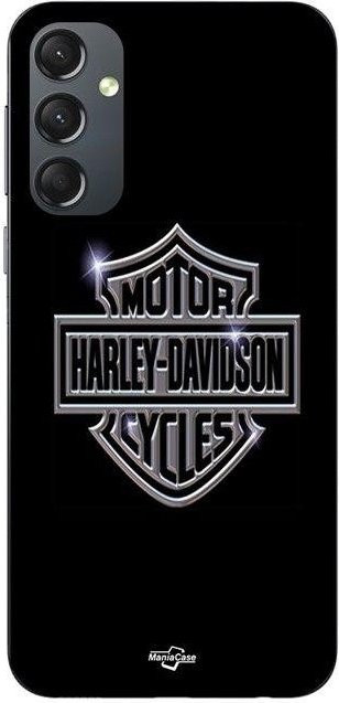 MANIACASE Silikon Handyhülle für Samsung Galaxy A34 mit Harley Davidson Logo in Grau und Schwarz - Bild 1