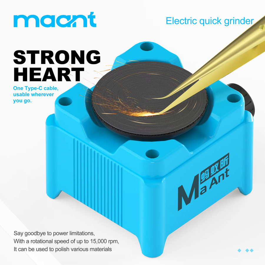 MAANT KM1 Mini Elektrische Schleifmaschine in Blau für die Reparatur von Zangen, Pinzetten, Schnitzklingen und Lötkolbenspitzen - Bild 2