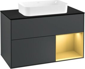 Villeroy & Boch Waschtischunterschrank Finion mit Abdeckplatte und Regalboden, Blau lackiert, B: 100 cm, T: 50,1 cm - Bild 1