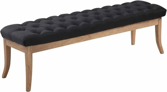CLP Sitzbank Ramses Chesterfield Stoff Antik-Hell Schwarz Breite: 150 cm - Bild 1