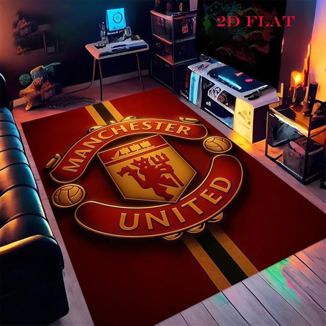 Man Utd Teppich für Wohnzimmer und Schlafzimmer, rutschfeste Bodenmatte aus Polyester, rot, B: 230 cm, T: 160 cm - Bild 1