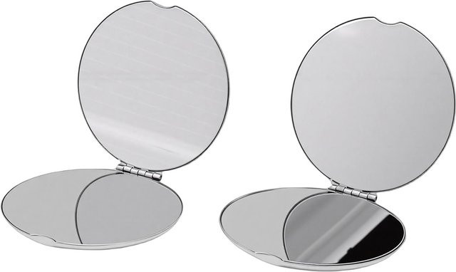 TOMTOP JMS Make-up Spiegel, doppelseitig, faltbar, Edelstahl, grau, 2 Stück - Bild 1