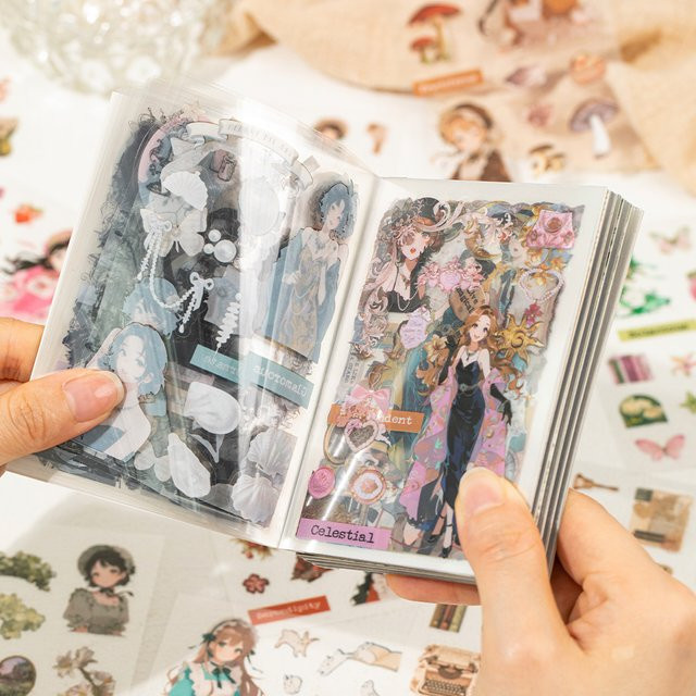 20 Blatt Mädchen-Poesie-Sammlung Retro-Charakter PET-Aufkleberbuch in Multicolour zum Basteln für dein Tagebuch und Scrapbook - Bild 1