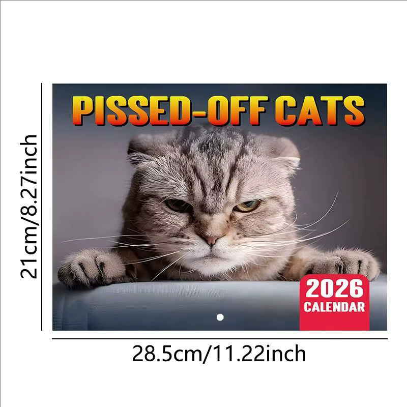 Wütender Katzenkalender 2026 für den täglichen Gebrauch mit Monatsübersicht, weiß und mehrfarbig - Bild 6