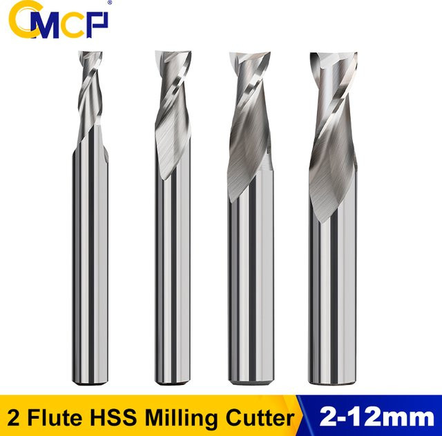 CMCP HSS Schaftfräser mit 2 Schneiden für CNC-Metallbearbeitung, Farbe: Silber, Durchmesser: 2 mm bis 12 mm - Bild 1