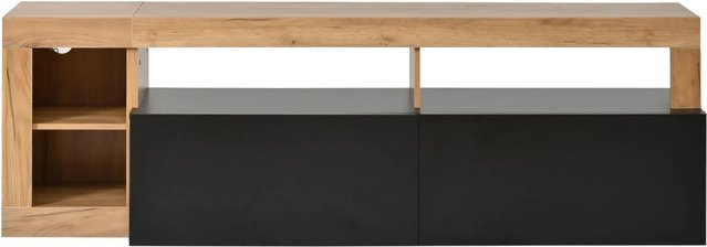 Merax TV-Schrank für bis zu 80 Zoll mit integrierter LED-Beleuchtung, modern, Schwarz, B: 184,0 cm, H: 58,0 cm, T: 42,0 cm - Bild 1