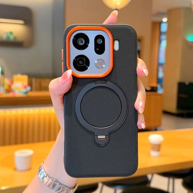 Leder Handyhülle mit Kreuzmuster und magnetischem rotierendem Ständer für OPPO Find X9 Pro, X9, Reno 15 und 15 Pro in Weiß - Bild 1