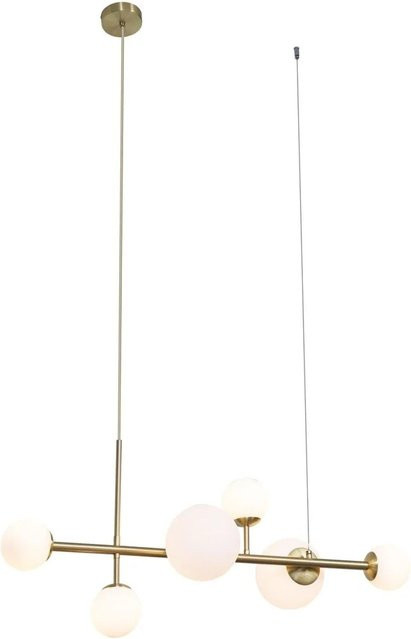 QAZQA Hotel Chic Hängelampe Monaco in Gold mit 6 opalweißen Glasschirmen - Bild 1