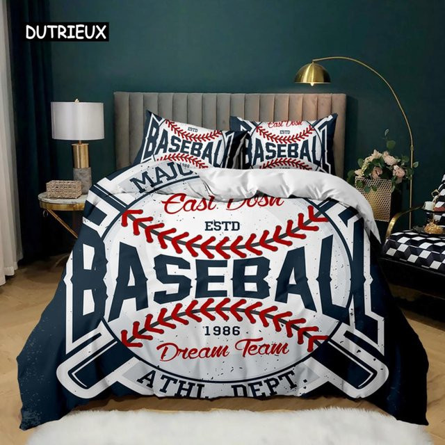 Baseball Bettwäsche Set mit 3D Baseballschläger Motiv für Kinder und Jugendliche von Binchi Outdoor Product, Blau, B/H: 172 x 218 cm - Bild 1
