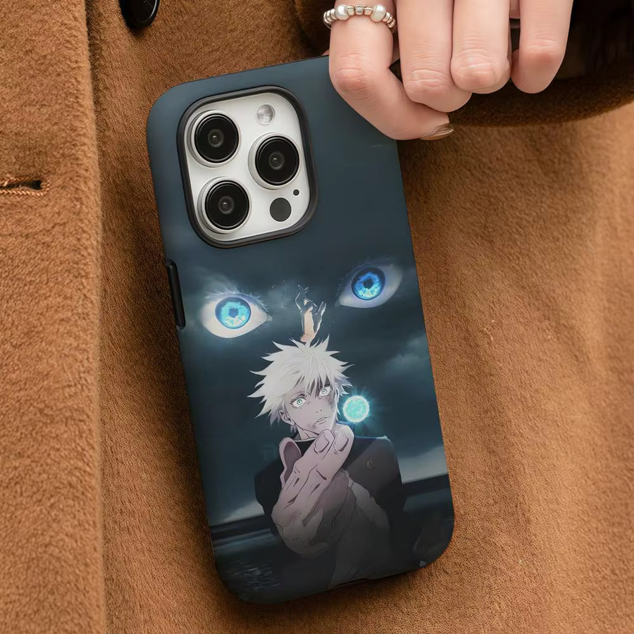 G-Gojo Anime Satoru Handyhülle für iPhone 17 16 15 14 13 12 Pro Max Plus in Weiß und Multicolour mit glänzender HD-Doppelschicht-Flüssighartschale - Bild 3