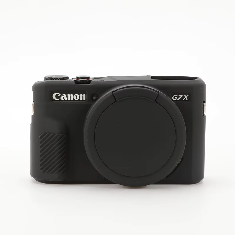 DIXSG Silikonhülle für Canon G7X II / G7X Mark II in Schwarz mit Objektivdeckel und Handschlaufe - Bild 2