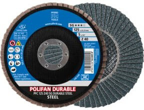 PFERD TOOLS POLIFAN POWER Fächerscheibe PFC konisch blau für Stahl Durchmesser: 125 mm, Bohrung: 22,23 mm, Breite: 12,5 mm - Bild 1