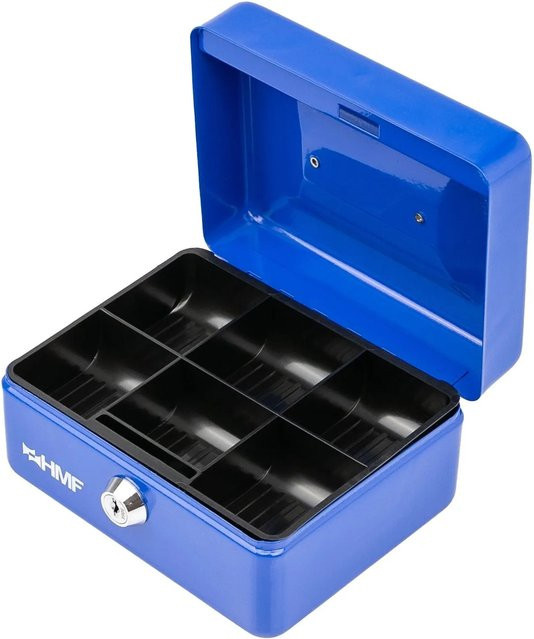 HMF Geldkassette Blau mit Münzeinsatz und 6 Münzfächern abschließbar B/T/H: 15 x 12 x 8 cm - Bild 1
