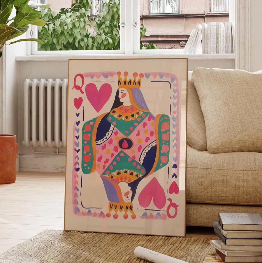 Wandkunstdruck Königin der Herzen von SHENCHEN als bunter digitaler Download im maximalistischen Stil mit abstrakter Herz-Illustration - Bild 3