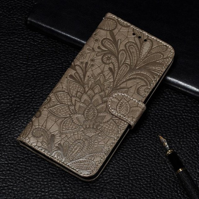 Blumen Flip-Lederhülle für LG G8 ThinQ K50 K51S K61 K52 Q60 K50S Brieftaschen-Handyhülle in Braun - Bild 1