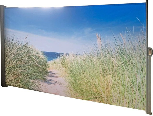 DELUKE Seitenmarkise FABI Motiv Nordseeküste, Mehrfarbig, Polyester, Ausziehbarer Sonnenschutz und Windschutz für Terrasse und Balkon - Bild 1