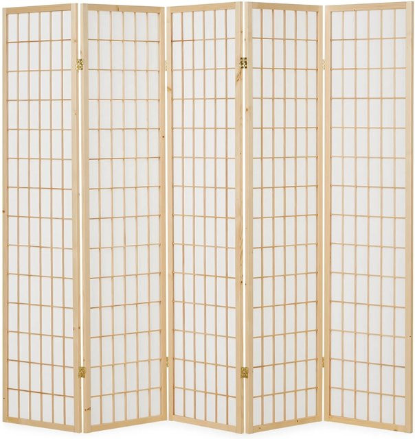Homestyle4u 5-tlg. Paravent aus Holz in Braun, B/H: 220 x 175 cm - Bild 1