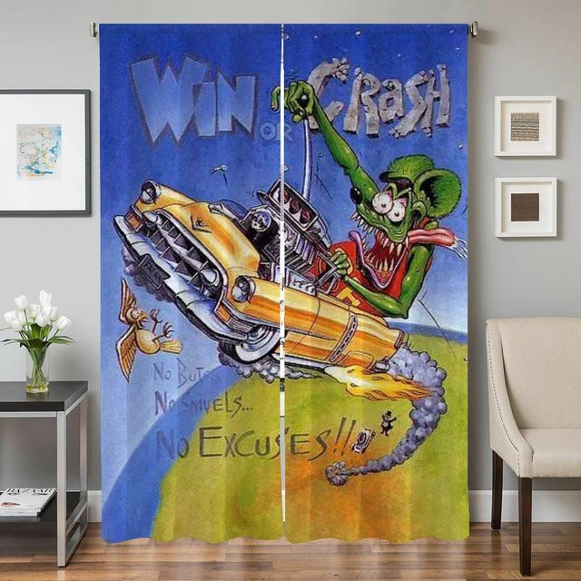Modernes Set aus 2 semi-transparenten Raumteiler-Vorhängen mit Tiermotiv in Blau, B: 50 cm, H: 70 cm - Bild 1