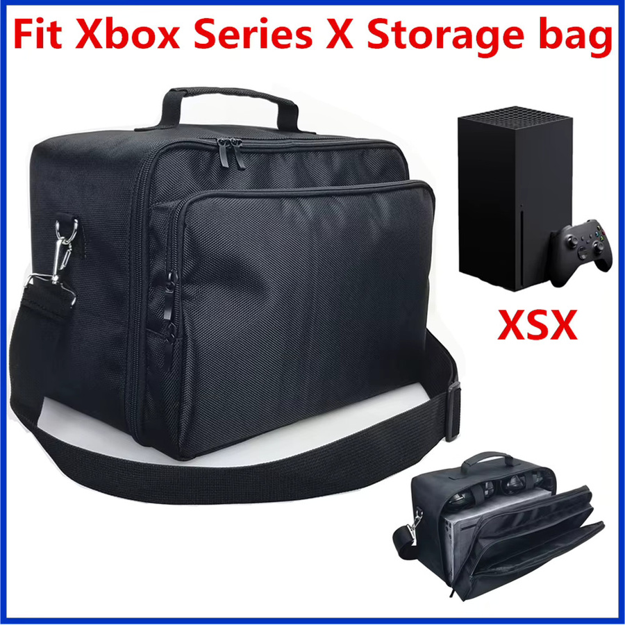 Shunmaii Wasserdichte Umhängetasche in Schwarz für Xbox Series X/S Konsolen, Controller und Zubehör mit Doppelschicht-Design - Bild 3