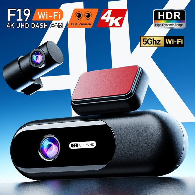 CATVEER Dash Cam 4K UHD mit Wi-Fi, HDR Nachtsicht und Parkplatz Modus, Schwarz, Vorne und Hinten - Bild 1