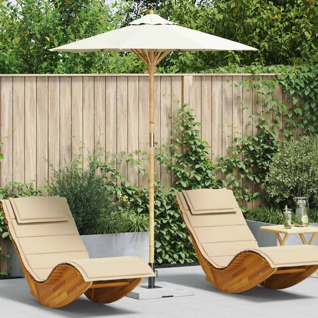 vidaXL Garten-Sonnenschirm aus Bambus und Polyester in Cremeweiß, B/T/H: 180 x 180 x 230 cm - Bild 2