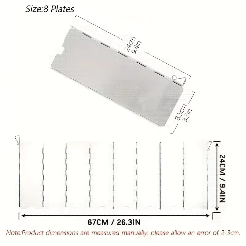 XIUGOUDUOLA Faltbarer Windschutz für Camping-Gasherde aus Aluminiumlegierung, Silber, B/H/T: 24,0 x 8,5 x 8,0 cm - Bild 3