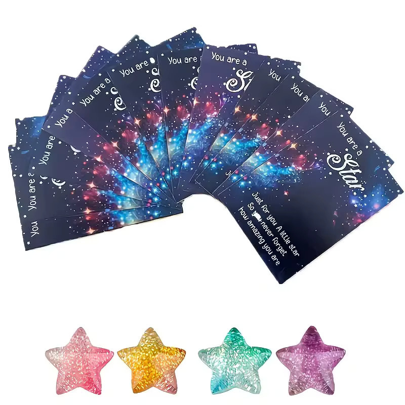 ANGBAO Motivationskarten Set mit 12 Kunstharzsternen in Multicolour für Familie und Freunde - Bild 3