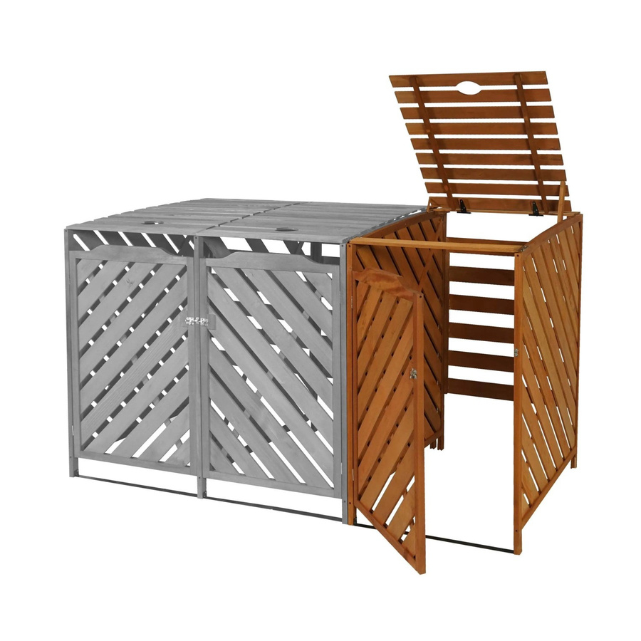 MCW Mülltonnenbox Erweiterung J44 Mülltonnenverkleidung aus Holz in Braun, B/T/H: 120 x 68 x 98 cm - Bild 2