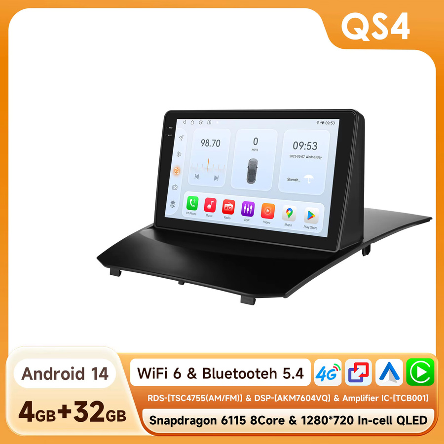 OSSURET 9 Zoll 2 Din Android 14 Autoradio für Ford Fiesta 2009 - 2017 mit Qualcomm Snapdragon 6115 Octa-Core, GPS-Navigation, Bluetooth und Wireless Carplay in Schwarz - Bild 7