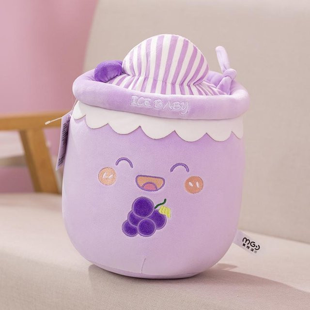 Wucifang Shoes Kawaii Cartoon Fruchtsaft Bubble Tea Kissen, Plüsch / Textil, 11cm, ab 0 Jahren - Bild 1