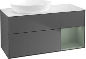 V&B Waschtischunterschrank Finion in Eiche Natur mit Anthrazit lackiert, Breite: 120 cm - Bild 1