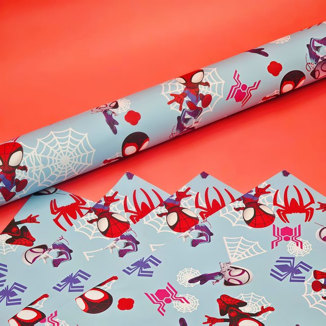 MINISO Spider-Man Geschenkpapier für Kinder mit Superhelden-Motiven in Mehrfarbig - Bild 1